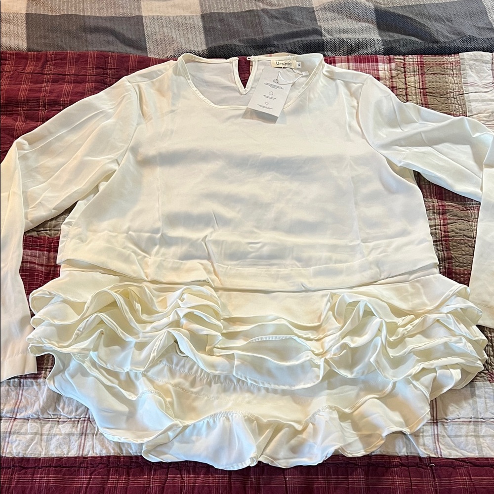 Elegant White Ruffle Blouse
